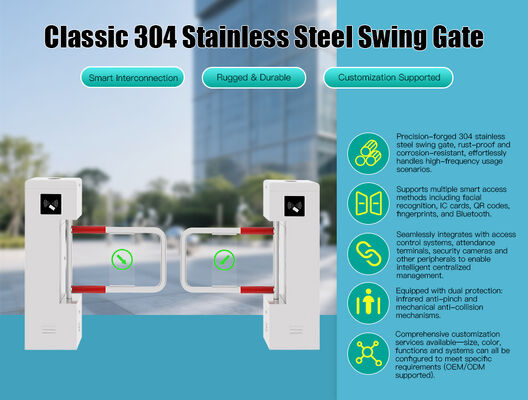 HCW Vertical Turnstile Gate with Facial Recognition Technology Compact Waist-High Design for 30-45 People/Minute Traffic