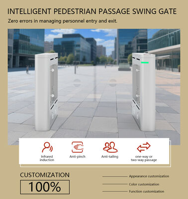 HCW CW406 Swing Barrier Turnstile Gate With 8 Pairs Infrared Detection Sensors Fast Speed 30-60 Person/Minute And 5 Million Times Life Span