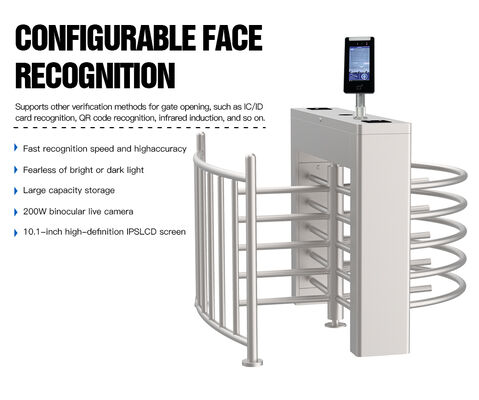 HCW Stainless Steel Full Height Turnstile with Programmable Control Power Off Unlocking and Durable Construction